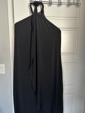 VENUS Black Halter Dress with Tie Neck